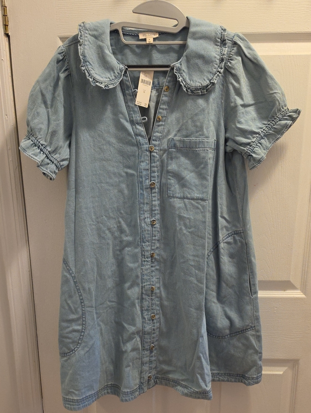 Pilcro Light Blue Denim Button-Front Mini Dress